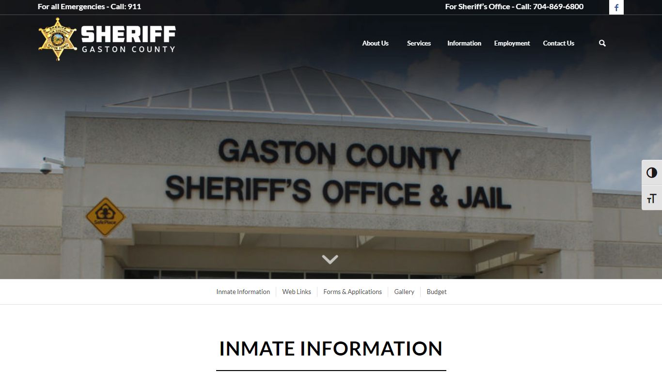 Inmate Information - Sheriff – Gaston County Government