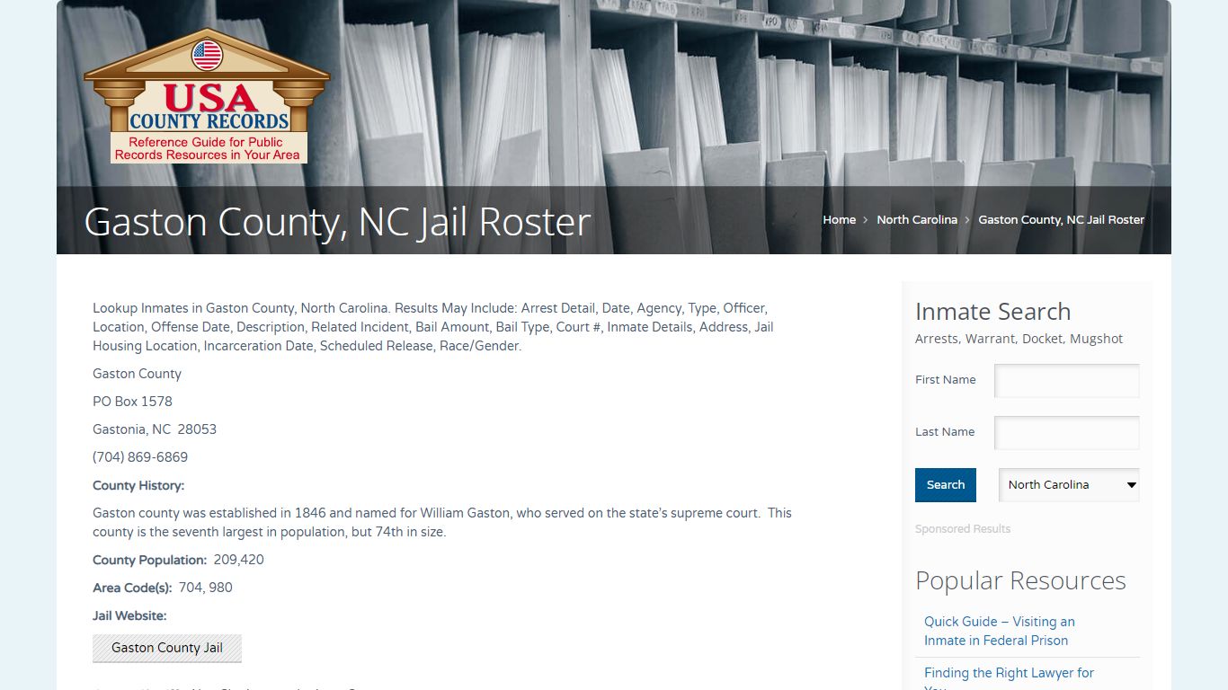 Gaston County, NC Jail Roster | Name Search